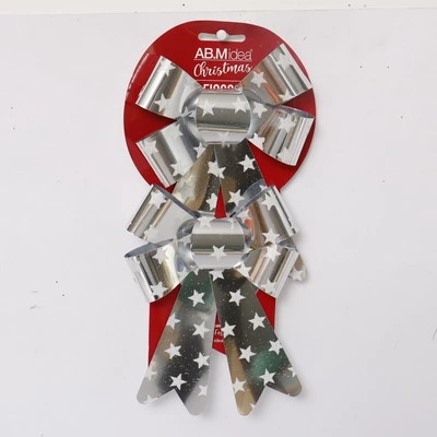 Cheap Price Christmas Tree Deco Silvery with Painting Plastic Christmas Bowknot