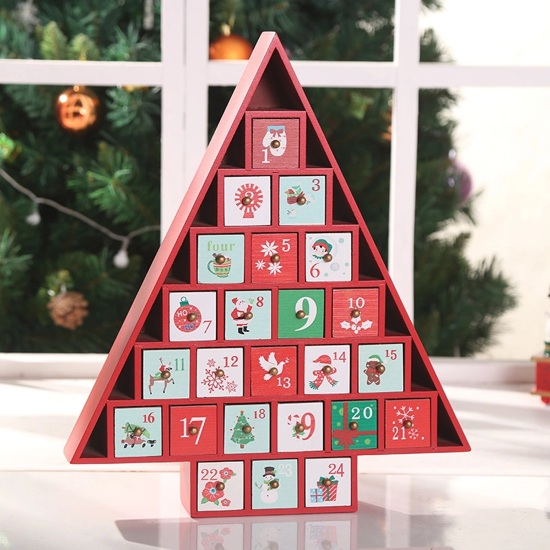 New Christmas Countdown Desktop Decoration Calendar Wooden Small Gifts